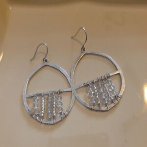 Silpada Silver Hoop Earrings with Beaded Accents